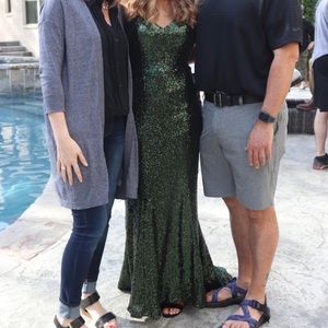 Green Sequined Prom Dress